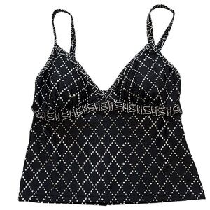 Christina black & white swim bathing suit top. Tankini, padded bra cups Size 10
